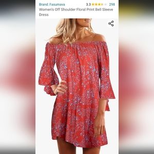 Off the shoulder floral print bell sleev dress nwt
